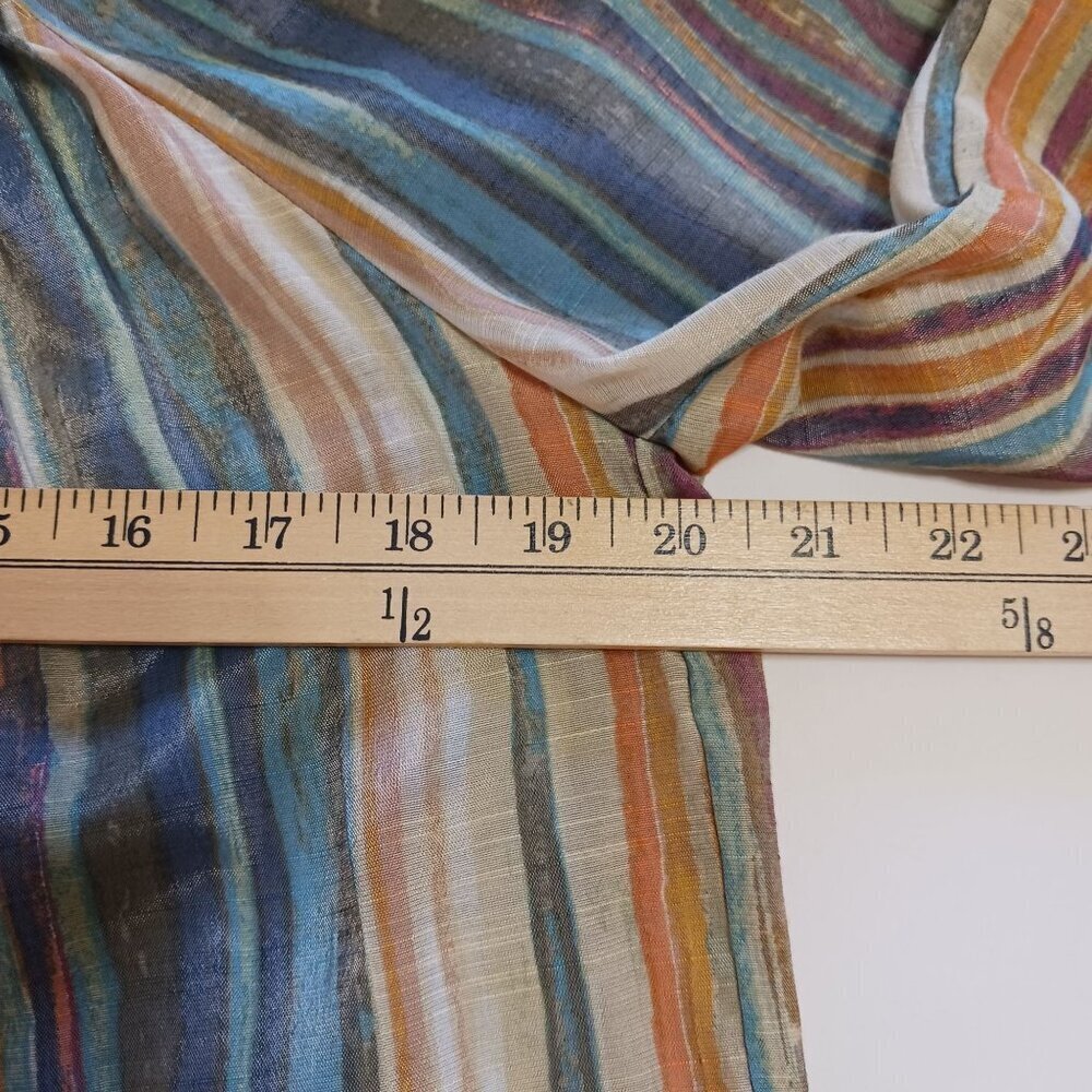 Multicolor Striped Blouse Crochet Trim Size Medium Boho Bohemian Artsy - Picture 8 of 11